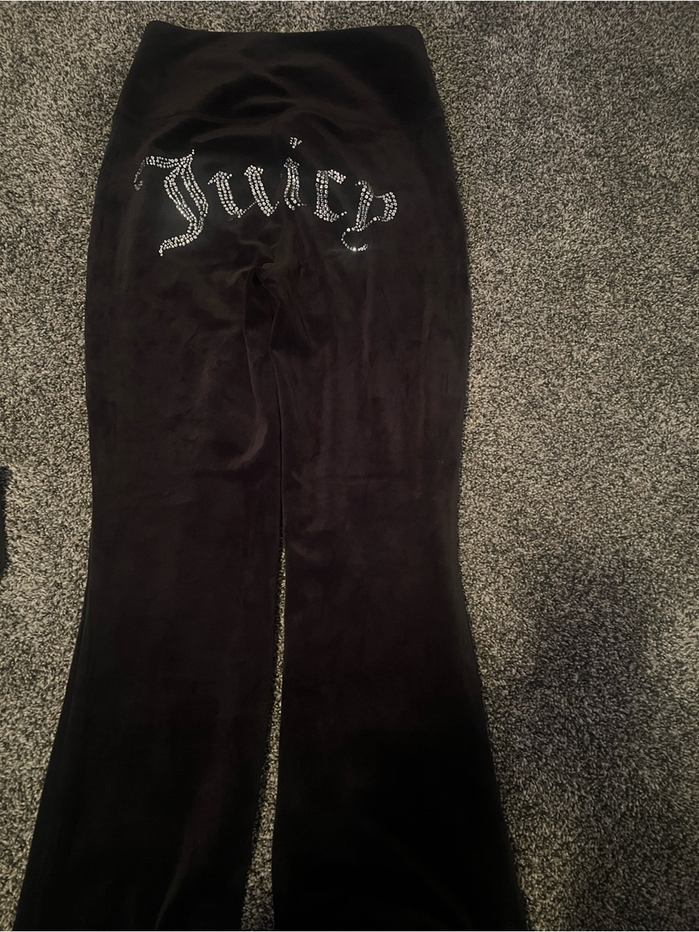 Juicy Couture Black Velour Pants with Rhinestone Juicy Logo